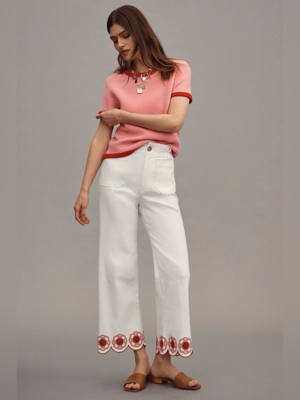 Anthropologie Maeve Colette Scallop Hem Crop Wide Leg Jeans 25906 - Picture 2 of 16